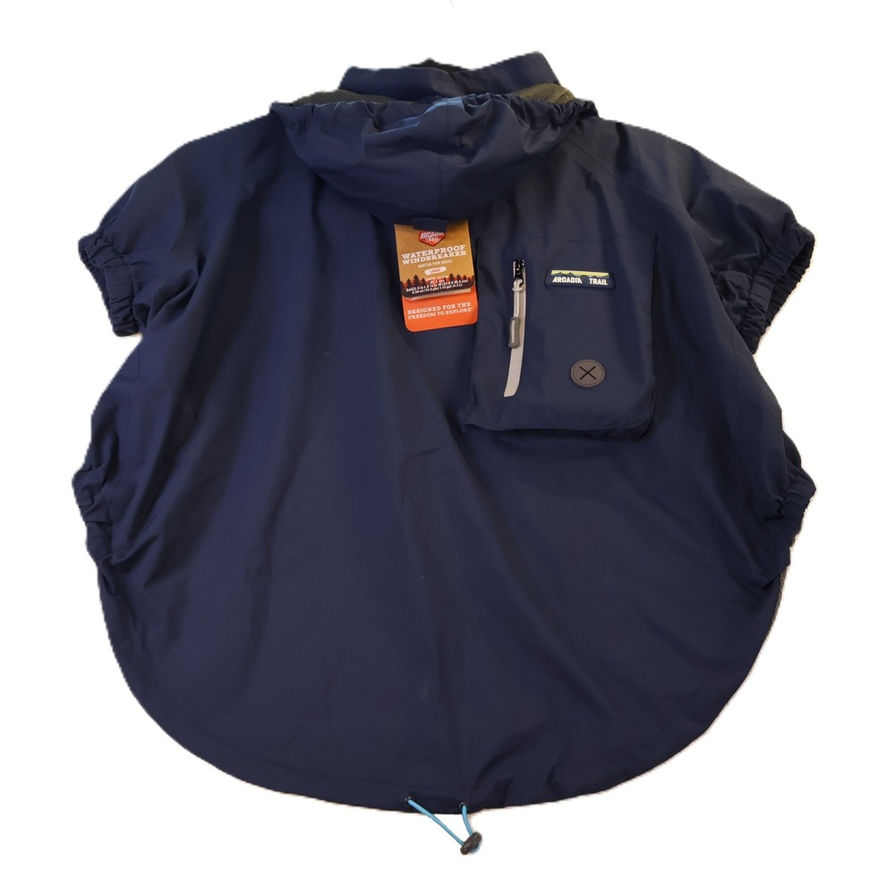 Arcadia Trail Dog Lrg Waterproof Windbreaker Navy Blue Hooded Mesh Lined Jacket